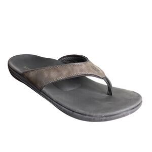 Revitalign‎ Mens Sandal Yumi Leather Flip Flop Brown Athleisure Beach Size 10 EE